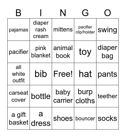 BABY SHOWER BINGO Card