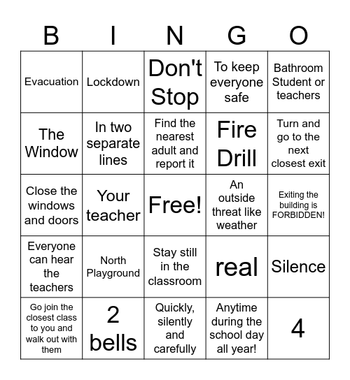 Back to School Bingo Card