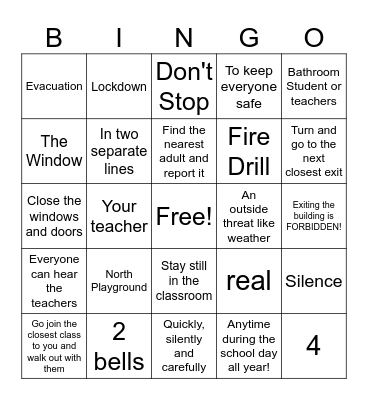 Back to School Bingo Card