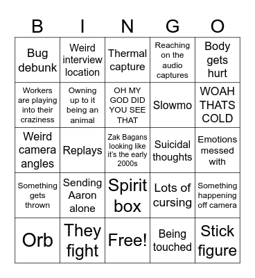 Ghost Adventures Bingo Card