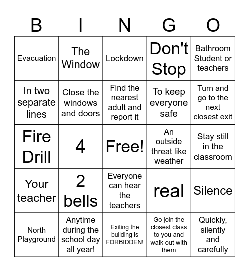 Back to School Bingo Card