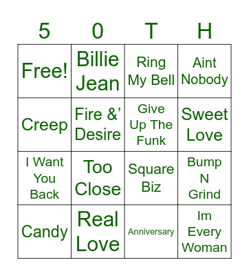 Song Edition Bingo Card