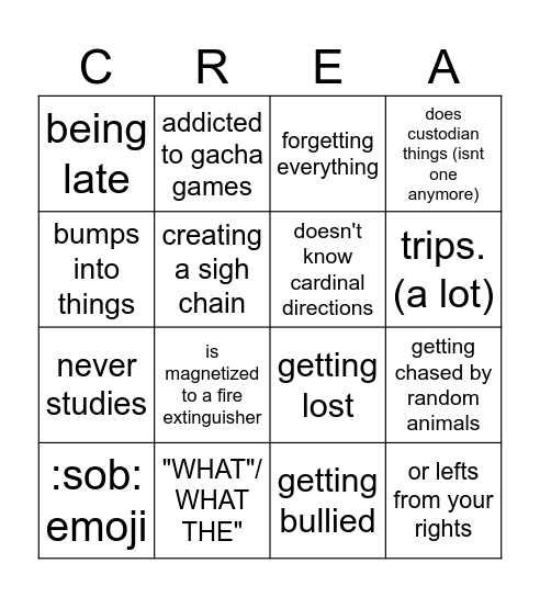 CREAS BINGO CARD Bingo Card