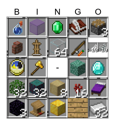 Minecraft Bingo Card