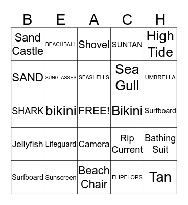 BEACH PARTY BINGO Card