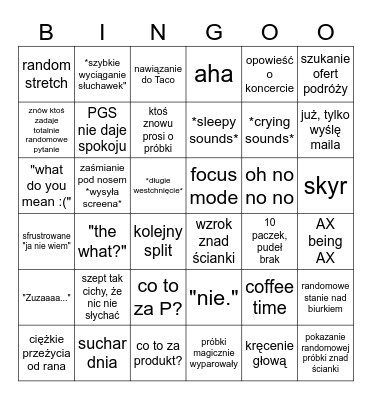Agata core Bingo Card