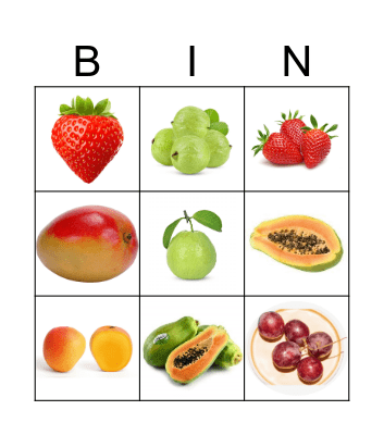 Fruits Bingo Card