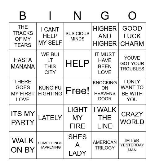 COURTOWN Bingo Card
