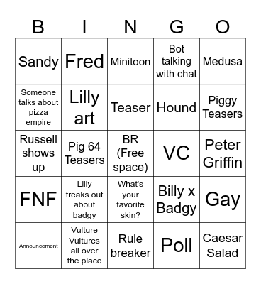 WWS Bingo Card