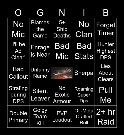 Ognib Bingo Card