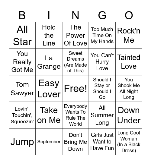 Journey Bingo Card