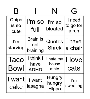 Sara Bingo Card