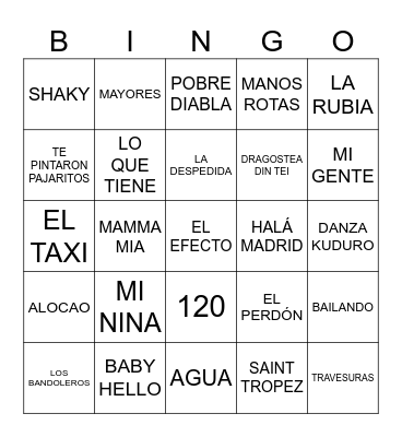 BINGO MUSICAL Bingo Card