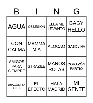 BINGO MUSICAL Bingo Card