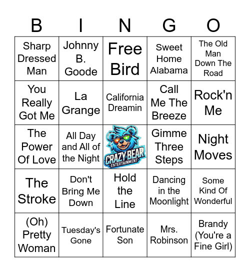Skynyrd and Friends Bingo Card