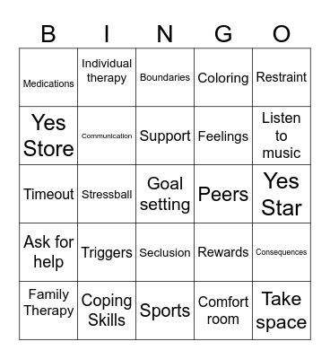 Therapy Bingo Card