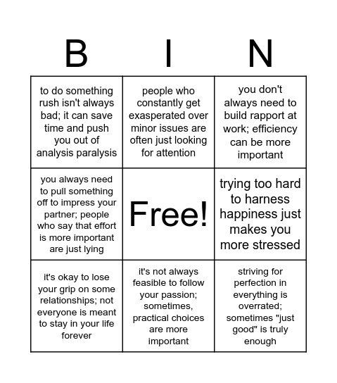 Unpopular Opinions_Revision Bingo Card