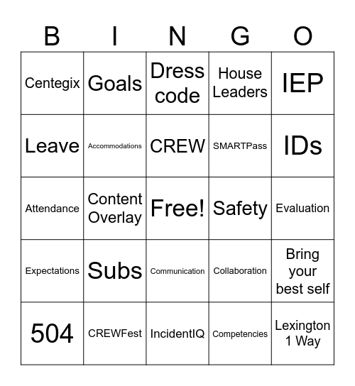 MGM Round Robin Bingo Card