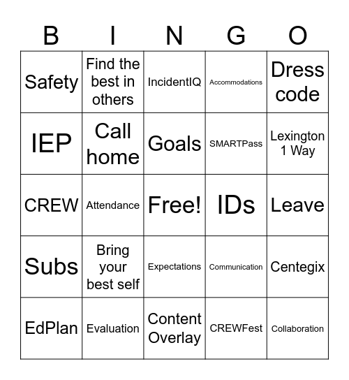 MGM Round Robin Bingo Card