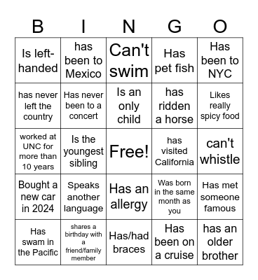 Icebreaker Bingo: Find Someone Who Bingo Card