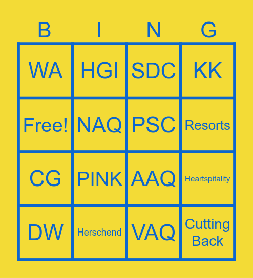 Rocks Meeting Bingo Card