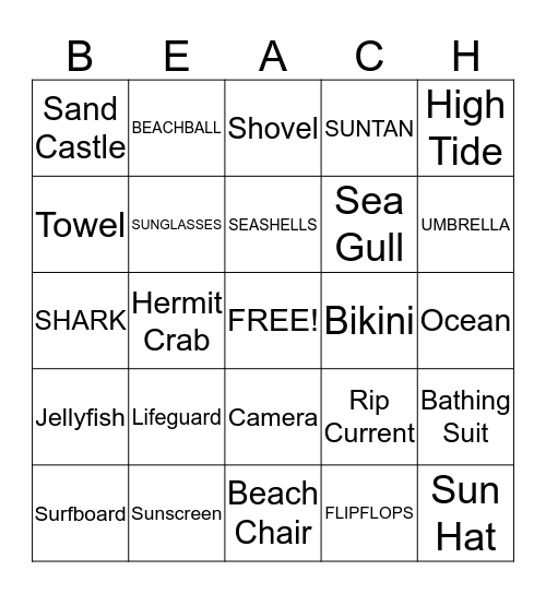 BEACH PARTY BINGO Card