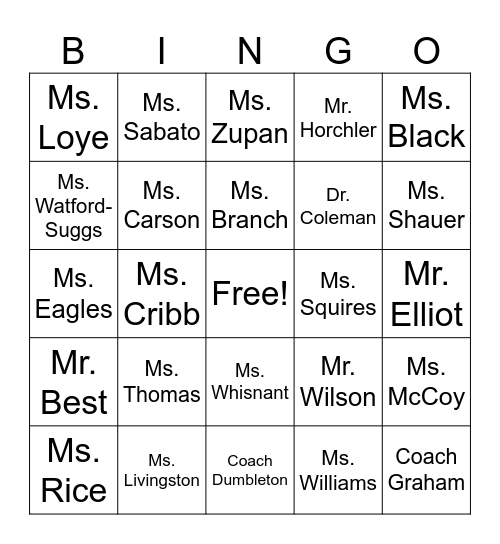 LMS Teachers & Staff Bingo Card
