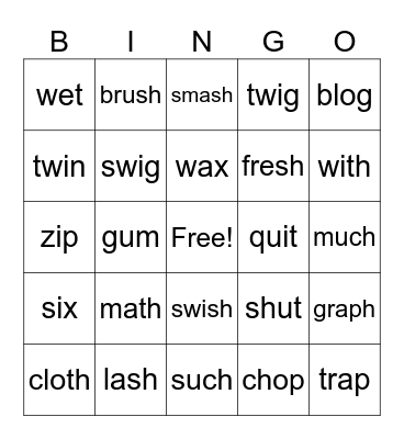 Phonics Bingo Card