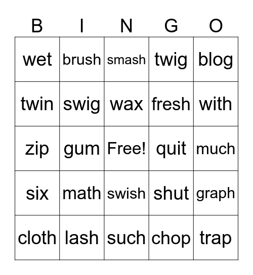 Phonics Bingo Card