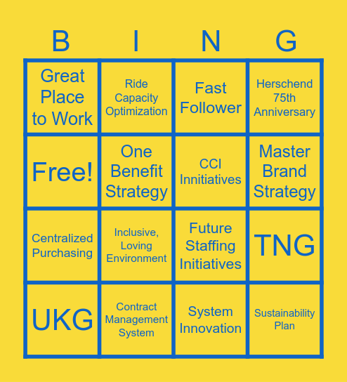 2025 Big Rocks Bingo Card
