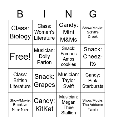 Ms. Sage's Top Threes! Bingo Card