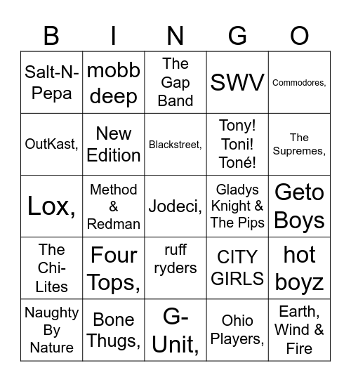 g-mix Bingo Card