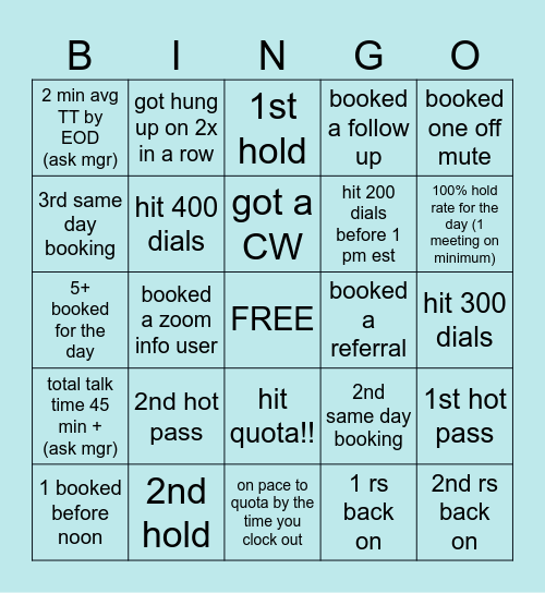 Can only mark one box at a time, no double hitting Bingo Card