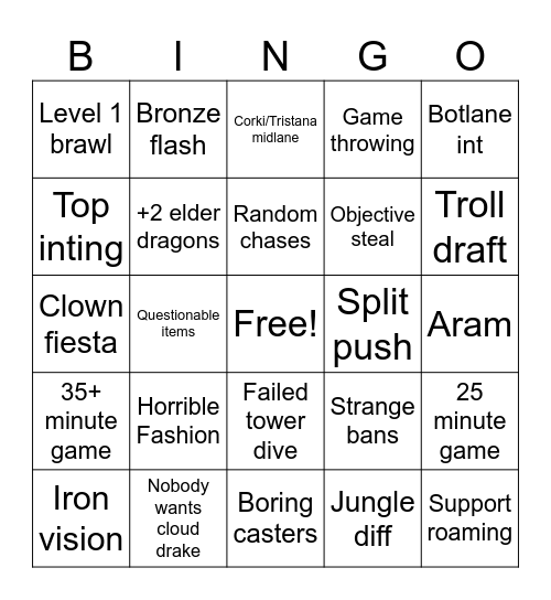 LEC Bingo Card