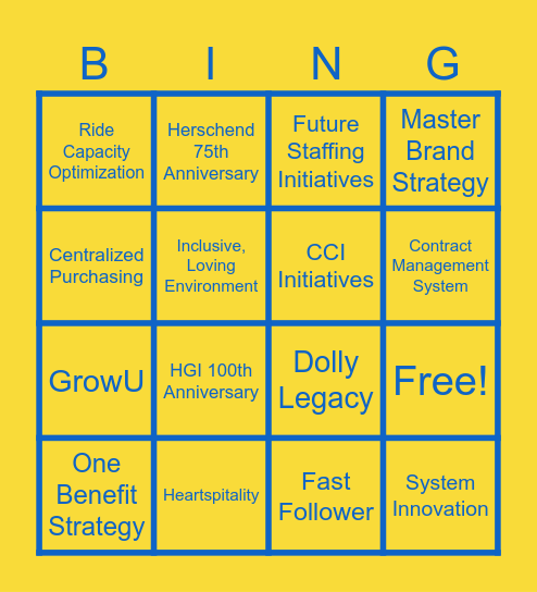 2025 Big Rocks Bingo Card