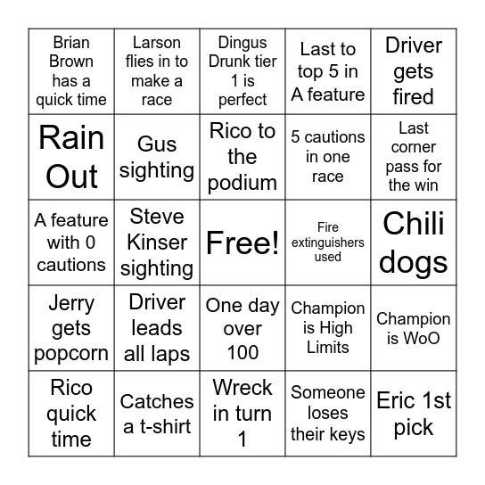 410 Bingo Card