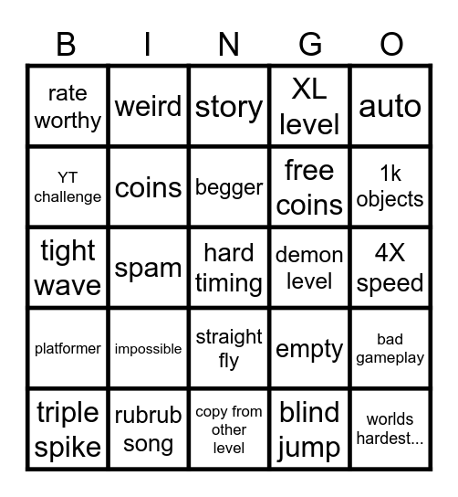 recent tab bingo Card