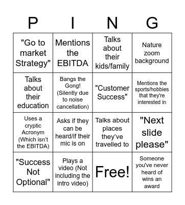 Weekly Sync Pingo Bingo Card