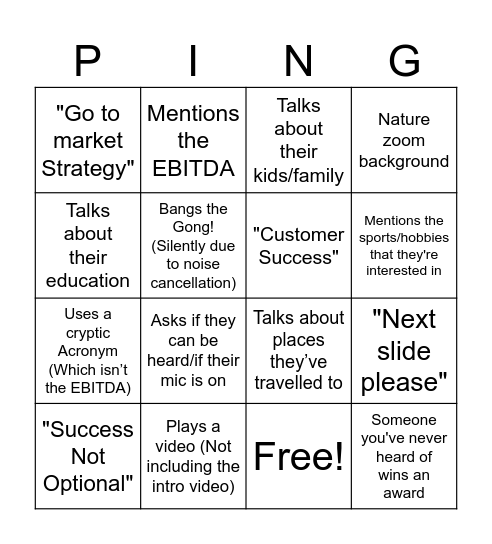 Weekly Sync Pingo Bingo Card