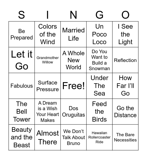 MYC Singo Round 1 Bingo Card