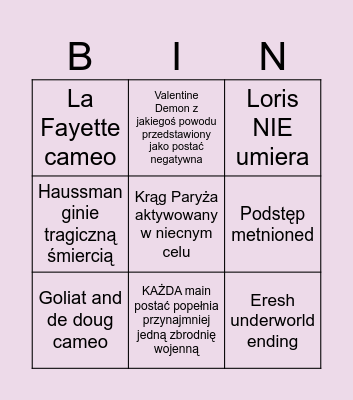 Le Froger vs Le Pstrąger Bingo Card