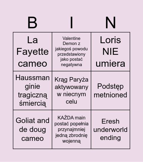 Le Froger vs Le Pstrąger Bingo Card