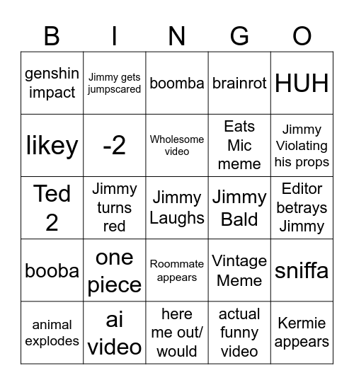 Jimmyhere Bingo Card