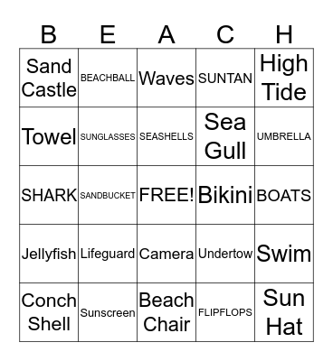 BEACH PARTY BINGO Card