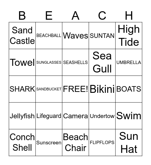 BEACH PARTY BINGO Card