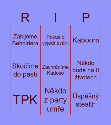 D&D Beholder's Edition Bingo Card