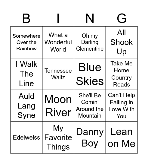 Musical Bingo! Bingo Card