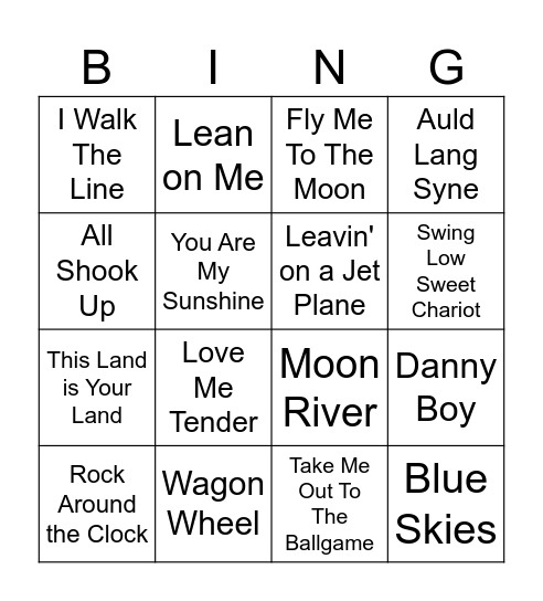 Musical Bingo! Bingo Card