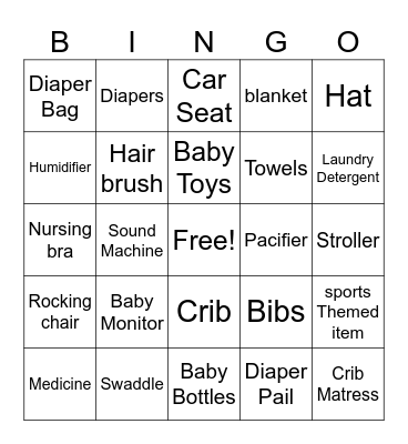 Baby Bingo Card