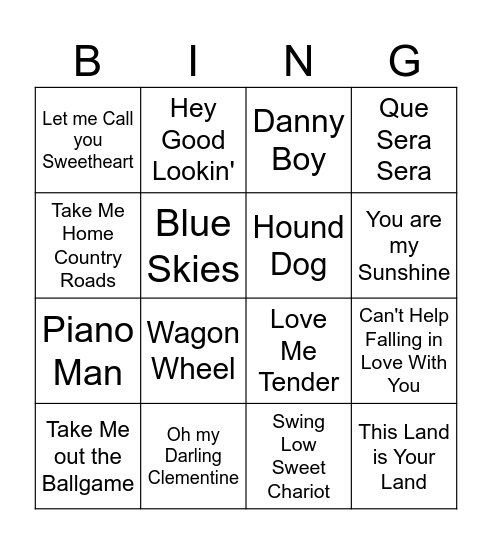 Musical Bingo! Bingo Card